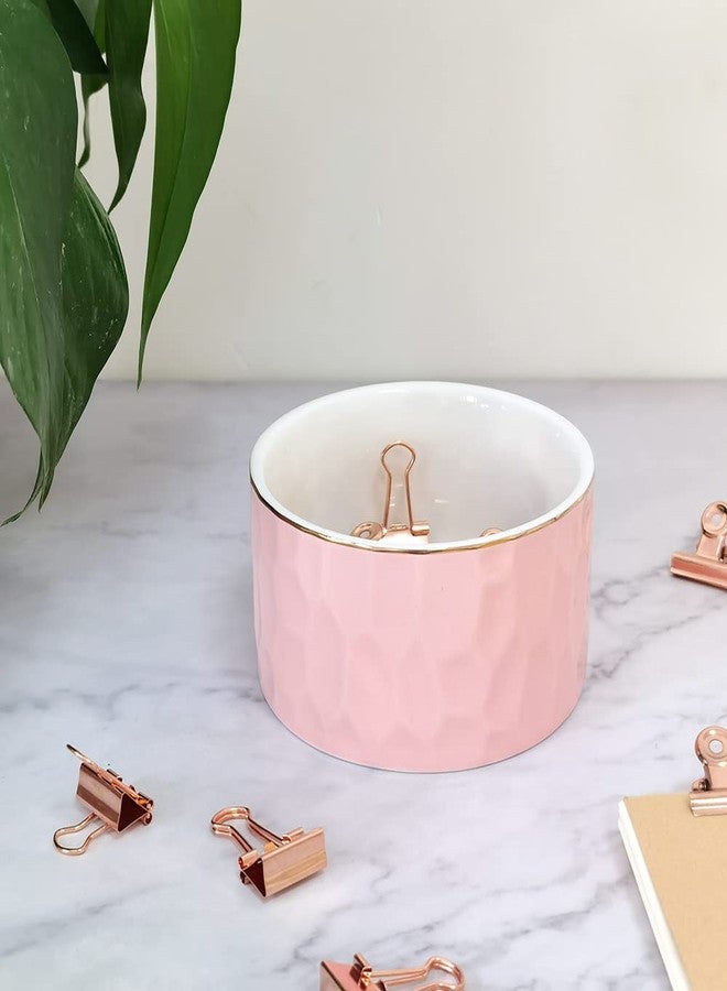 CROWNOS Paper Clip Holder, Ceramic Paperclip Holders, Paper Clip Organizer for Desk, Cute Paper Clip Dispenser, Pink - Image 2